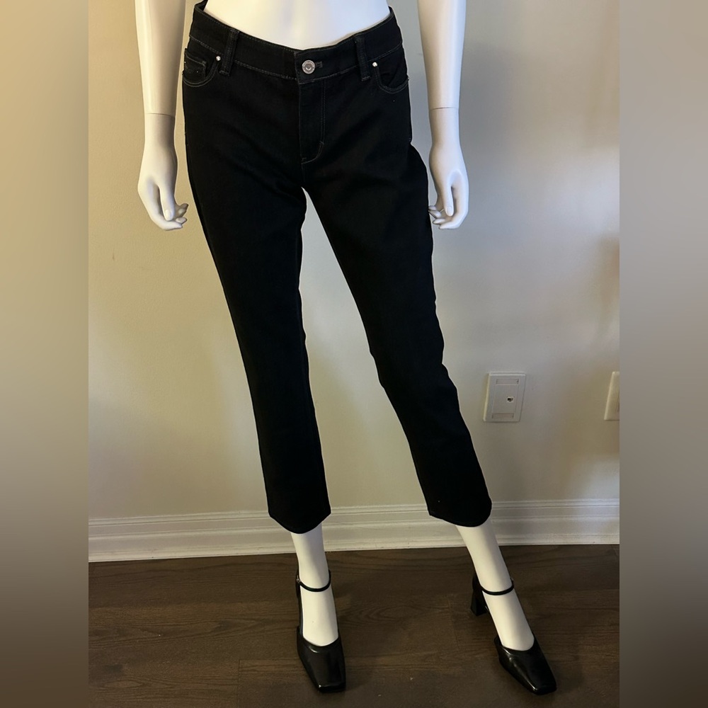 White House Black Market Size 6R Slim Ankle Black Jeans with Decorative Detail